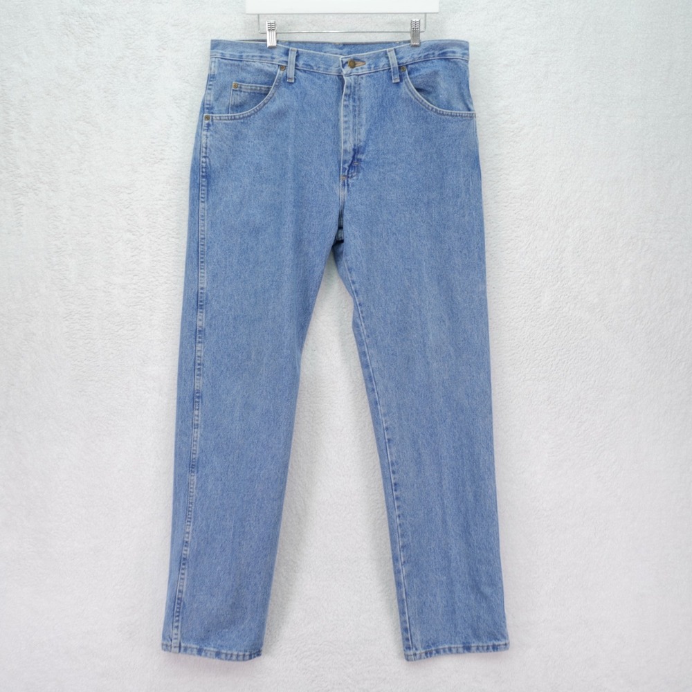 Wrangler Regular Fit Blue Denim Men's Jeans Cotton -37 / 35- High Rise Cotton